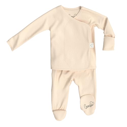 Image of Bonsie Skin to Skin Babywear Footed Bodysuit - Tan Baby Footed One Piece - Oat