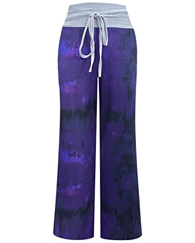 Image of NEWCOSPLAY Women's Comfy Pajama Pants Casual Drawstring Palazzo Lounge Wide Leg Pants