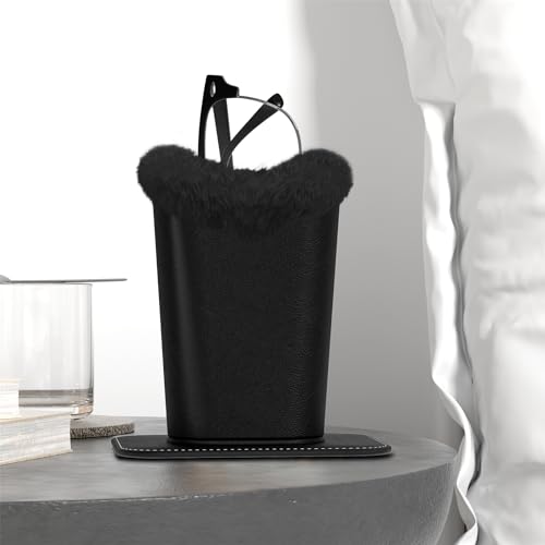 Image of Eyeglasses Holder,Plush Lined PU Leather Pattern Stand Case with Magnetic Base,Unisex for Women Men