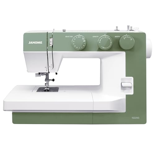 Janome 1522SG Mechanical Sewing Machine - Aesthetic Soft Green Sewing Machine for Beginners, 22 Built in Stitches, 1 Step Buttonhole, Heavy Duty Metal Frame, Built in Needle Threader for Easy Use