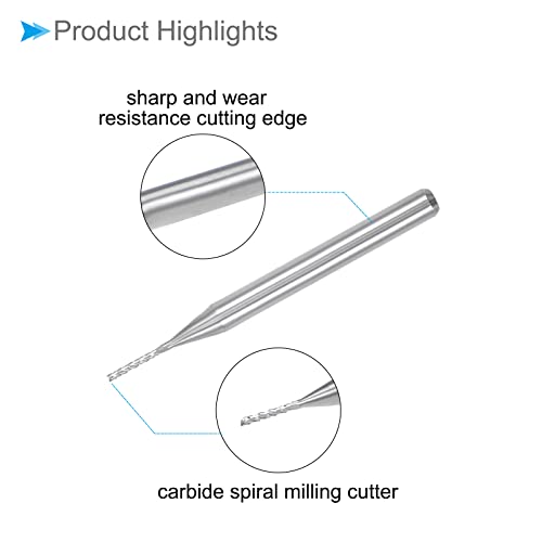 Image of Carbide End Mill Engraving Milling Bits, 0.8mm Bit Dia. 1 /8 inch Shank, CNC Cutting Router Bits Tool - (Applications: for PCB Machine), 10-Pieces