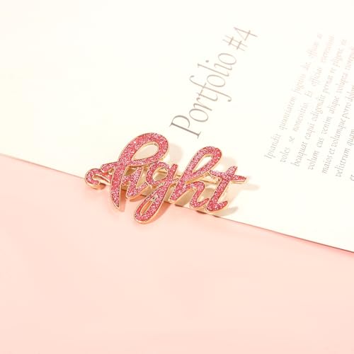 Image of Breast Cancer Awareness Pink Rhinestone Ribbon Pin - Faith Believe Women's Brooch, Survivor Lapel Pin for Cancer Month - Merchandise Accessories Decor