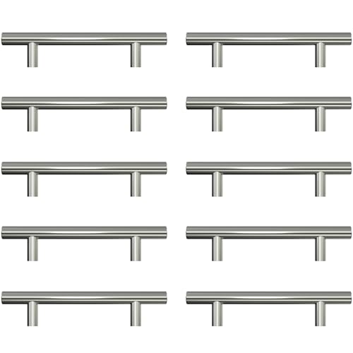 AwmnSrman Maniglie per Mobili da Cucina 10 Pezzi 96 mm Maniglie per Armadi Installazione Fori in Acciaio Inossidabile da Installazione Fori in Argento