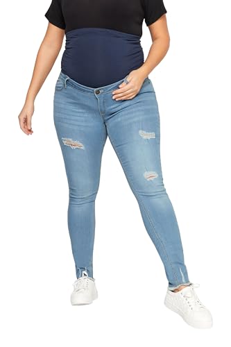 Long Tall Sally - LTS Tall Maternity Distressed Ava Stretch Skinny Jeans - Women's Blue