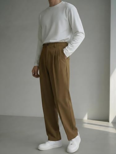Image of INDICLUB Men's Track Pants with Side Stripe, Drawstring Waist, Straight Leg