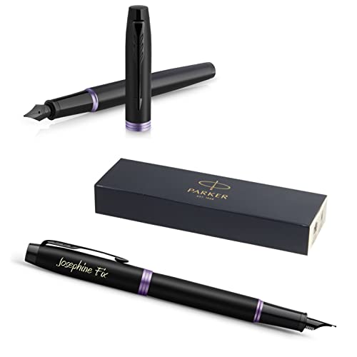 Stylo plume gravé PARKER IM violet pour signature de contrat et écriture quotidienne