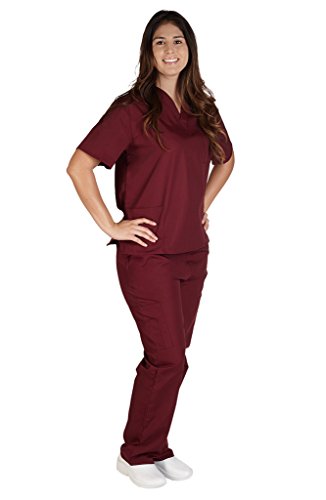 M&M SCRUBS Women Scrub Set Medical Scrub Top and Pants XXL Burgundy