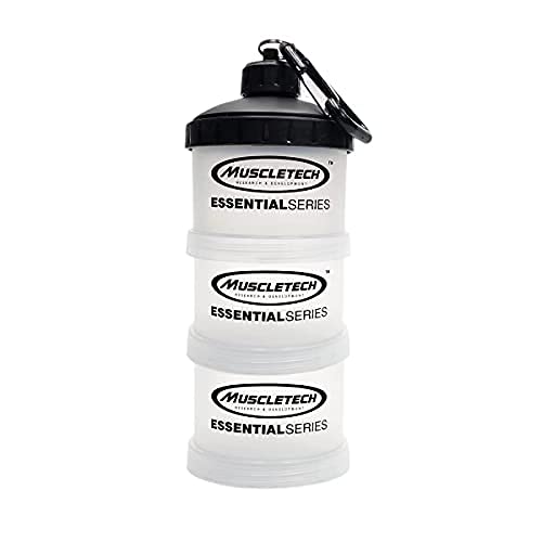 プロテインケース サプリメントケース パウダーケース ファンネル プロテインパウダー プロテインシェイカー 3層 小分け 漏斗 粉末 サプリメント カプセル 収納 容器 携帯用 持ち運び 食洗機対応 ジム トレーニング 職場 アウトドア (ブラック(MUS