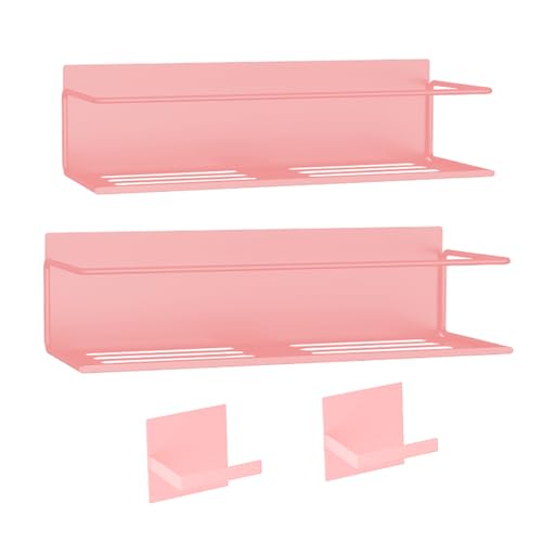 Image of Magnetic Spice Rack For Refrigerator, Space Saving Magnetic Shelf For Fridge Pink 2 Pack With Magnetic Paper Towel Holder