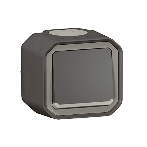 Legrand - Interruptor o conmutador luminoso impermeable Plexo 10A viene completo con indicador para montaje en aparente antracita