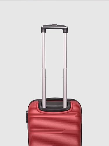 Image of ABS Hard Suitcase 55 cm Cabin Luggage, Trolley Bag with Smooth 8 Wheel System Combination Lock and Strong Zipper | Carry On Travel Case for Air, Road and Weekend Trips | Cherry Red