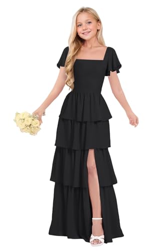 Tiered Ruffles Junior Bridesmaid Dresses Chiffon Flower Girl Dress for Wedding Pageant Formal Gown for Girls4