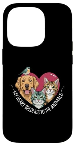 My Heart Belongs To The Animals Dog Cat Bird Pet Lover �X�}�z�P�[�X iPhone 14 Pro �p