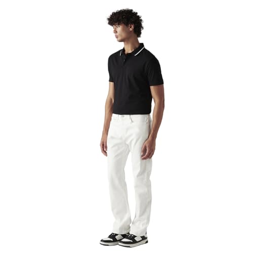 Image of Levi's Men's 505 White Straight Fit Mid Rise Jeans