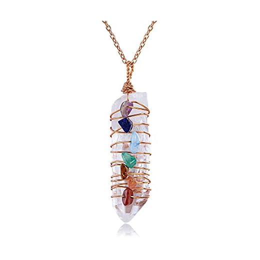 GEHECRST Raw Clear Quartz Pendant Necklace