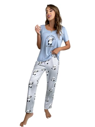 CYQDMDSM Pigiama Pigiama da Donna Morbida Top A Maniche Lunghe
