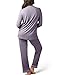 Kindred Bravely Clea Maternity Pajamas & Postpartum Lounge Sets for Women, Long Sleeve Nursing Pajamas (Granite with Lilac Piping, Small)