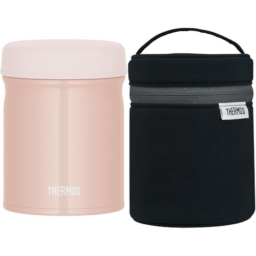 【セット品】【食洗機対応モデル】 サーモス 真空断熱スープジャー 400ml ベージュピンク 全パーツ食洗機OK 保温保冷 お手入れ簡単 口当たりがやさしい丸口設計 JEB-400 BEPサーモス スープジャーポーチ ブラック RES-003 BK