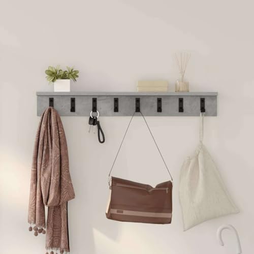 Frdhee Estantería de baño sin taladrar, perchero montado en la pared, color gris hormigón, 80 x 10,5 x 10,5 cm, para dormitorio, salón, baño, oficina en casa