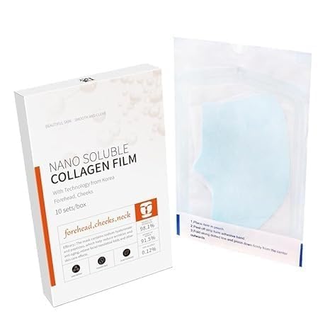 BSMKCL 10PCS Soluble Collagen Film Melting Mask Pure Collagen Films For Face (10 neck Mask+10 Forehead Patches+10 cheek patch) Aging Moisturizing Care