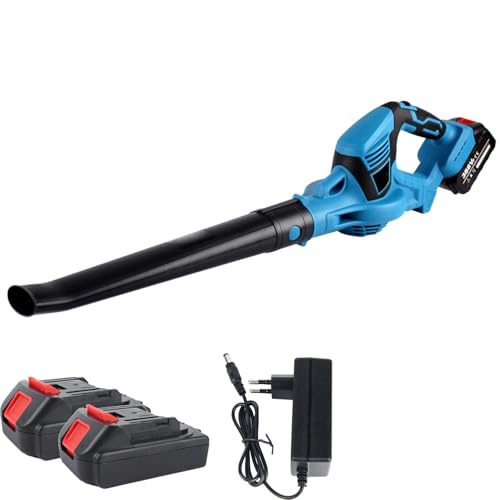 Soplador de Hojas Bateria, 21V Sopladora de Hojas con Bateria, Soplador de Hojas con 2X 4,0Ah Bateria, Soplador de Aire Potente para el Cuidado del Césped, (con 2 Batería de 4000 mAh)