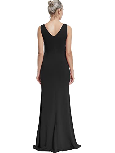 Lsisi Women's V Neck Sleeveless High Split Wrap Long Formal Dresses Evening Gown Black Tie Dresses For Women Evening #TOP1