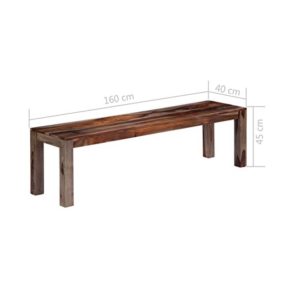 Bench 160 cm Grey Solid Sheesham Wood - Image 8