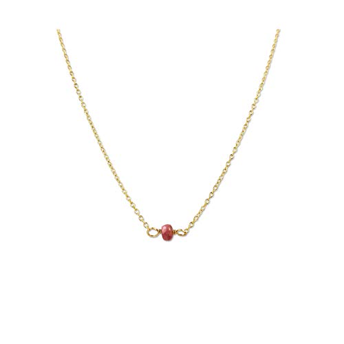 Handmade Gold October Birthstone Choker Necklace, 14 Inches - Pink Tourmaline, 14k Gold Fill - Birthday Gift, Present for Girl, Woman, Friend, Daughter, Wife, Mom, Her - Layering Gemstone Jewelry