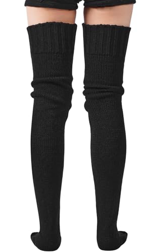 Moon Wood Women's Thigh High Socks Extra Long Winter Stockings Thick Cable Knitted Socks Over Knee Leg Warmers2