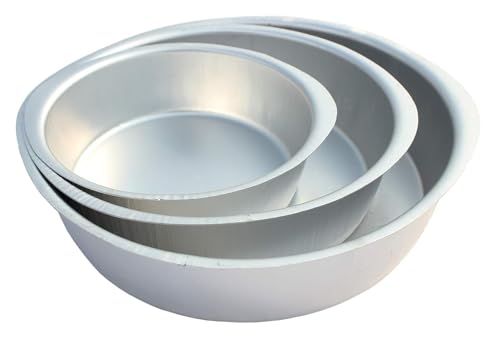 Onions Round Aluminium Cake Mould Set of 3 | 14cm, 18cm, 20cm | Durable Baking Tins for Cakes, Pastries & Desserts | Lightweight & Oven Safe (3, Round)