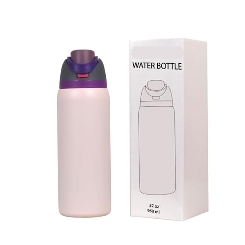 Image of LHOTSE FreeSip Gym Water Bottle with Straw & Spout | Leakproof Stainless Steel Sports Bottle for Workout, Fitness Training & Exercise Hydration (Lavender Blush, 960 ML)