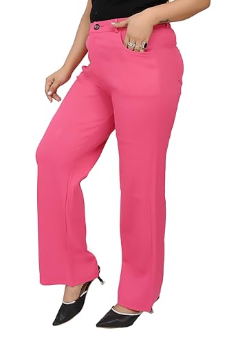 Image of Women's Wide Leg 4-Way Stretch Stripped Business Casual Pants Flexi Waist Wrinkle Resistant
