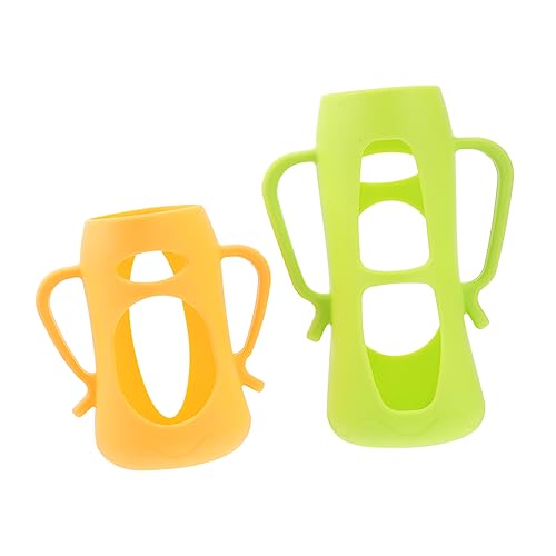 ERINGOGO 2Pcs Silicone Feeding Bottle Sleeves Protector for Milk Bottles Skid Shockproof Comfortable Grip Design