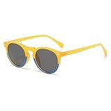 NIDOVIX Vintage Polarized Sunglasses for Men Women Round Retro Classic Fashion Eyewear UV400 Protection Sun Glasses (Yellow&Blue/Grey)