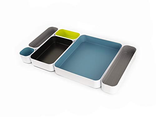 Three By Three Seattle 6 Piece Metal Organizer Tray Set For Storing Makeup, Stationery, Utensils, And More In Office Desk, Kitchen And Bathroom Drawers (2 Inch, Assorted Colors, Stripes) #TOP15