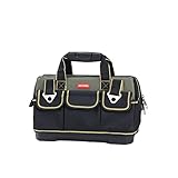 Justzon 15inch Tool Bag for men with Wide Mouth and Waterproof Molded Base,Plastic-padded Handle, Ad