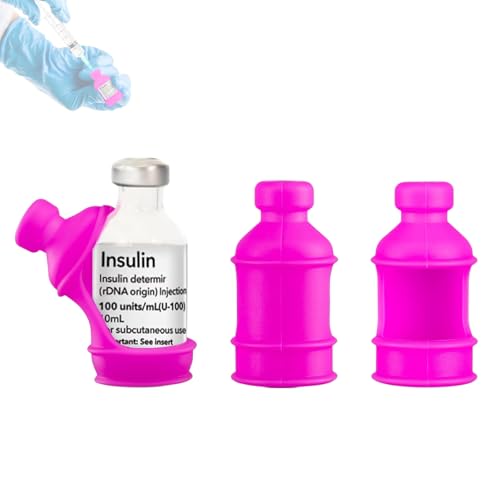 3 Pack Insulin Vial Bottle Protector Sleeve for Diabetic Silicone Protective Case to Protect Insulin Vial from Breaking Suitable for 10ml Short Insulin Vials (Pink)