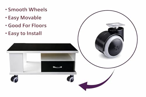 Image of NEXT GEN CASTER Chair Wheel Plat, Castor Nylon Revolving Chair Wheel White, & Black, 1 Set of 4 PCS)