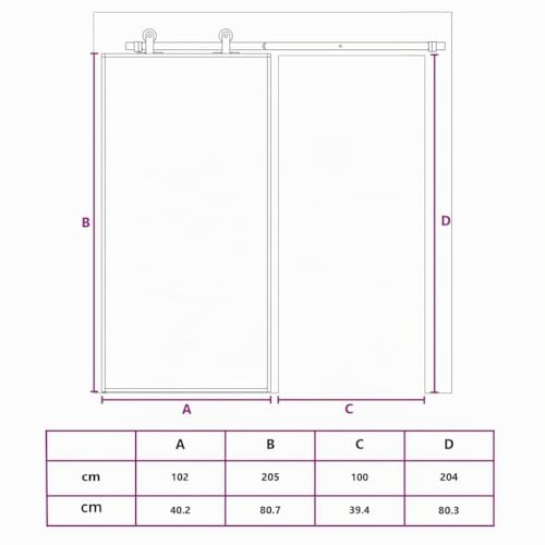 Miniatura 7 de Vidaxl Puerta Corredera Entrada Corrediza Deslizante Hogar Cuarto De Baño Sala De Estar Salón Habitación Esg Vidrio Y Aluminio 102x205 Cm Negra