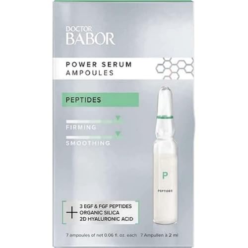 Babor Power Sérum Peptides Ampollas faciales con ácido hialurónico y péptidos para regenerar la piel y hacer que luzca un aspecto liso, con fórmula vegana, en formato de 7 x 2 ml