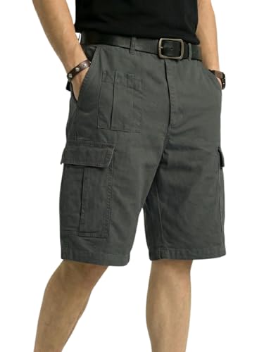 Image of GRECIILOOKS Men'S Cotton Cargo Shorts, Lightweight Half Pant Elastic Waist Casual Summer Shorts with Pockets