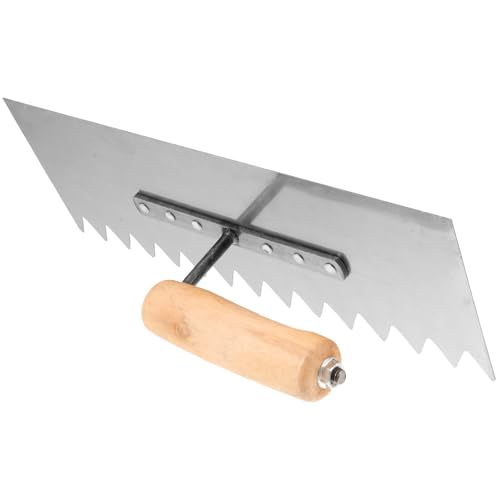 SOIMISS Llana Dentada de Acero Inoxidable con Mango Ergonómico Curvado para Albañilería Fratasadora Mortero y Alisado de Cemento Herramienta Compacta y Portátil para Uso Construcción y