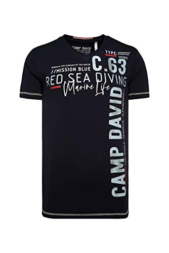 Preisvergleich Produktbild Camp David Herren T-Shirt mit V-Neck und Artworks