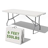 Ortus Collective Folding Table 6 Foot - Heavy Duty 330LBS Capacity, Sturdy & Foldable Design with Safety Lock - Portable Tables Folding for Camping, Party, Indoor & Outdoor Use, 2 Pack