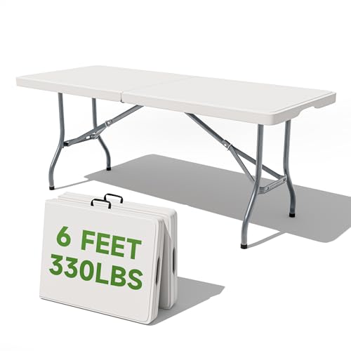 Ortus Collective Folding Table 6 Foot - Heavy Duty 330LBS Capacity, Sturdy & Foldable Design with Safety Lock - Portable Tables Folding for Camping, Party, Indoor & Outdoor Use, 2 Pack