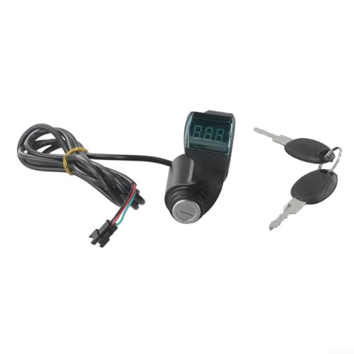 Acelerador de pulgar montado en el manillar con voltímetro digital integrado y cerradura de llave para scooters eléctricos