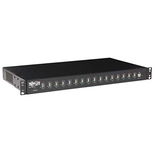 TRIPP LITE 16-Port USB Sync Charging Hub Station Tablet Smartphone iPad/iPhone Rackmount TAA (U280-016-RM), Black