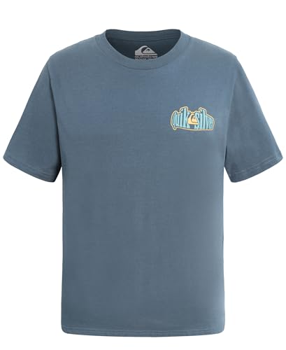 Quiksilver Boys' Short Sleeve Logo Graphic T-Shirt, Soft & Comfortable, Regular Fit, Orion Squeeze, 10-12