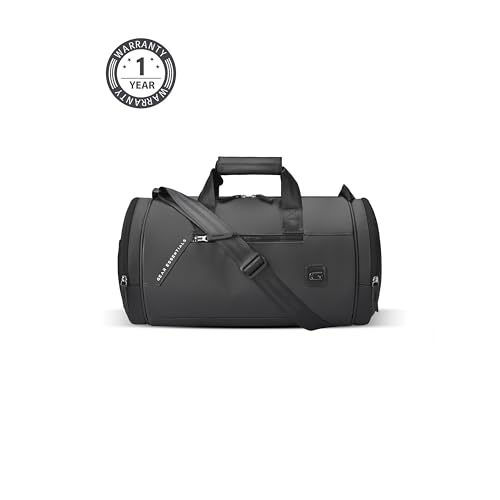 Image of Gear Cross Training 9 inch /29L Faux Leather Large Water Resistant Duffle Bag /Travel Bag /Gym Bag for Men & Women(Black-Black)