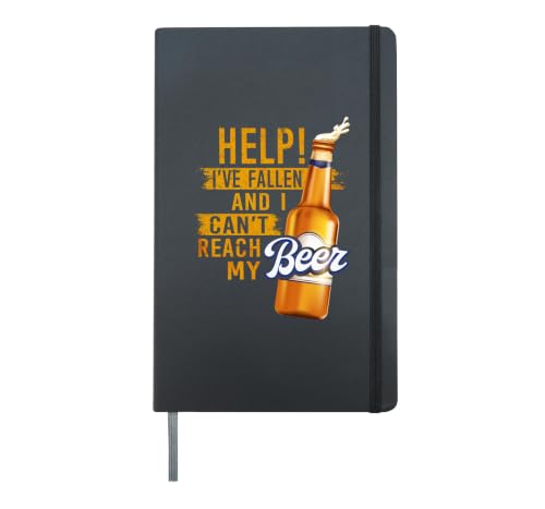 Beer Lovers Shirt Help I've Fallen And Can't Reach My Beer Hardcover Journal, Black